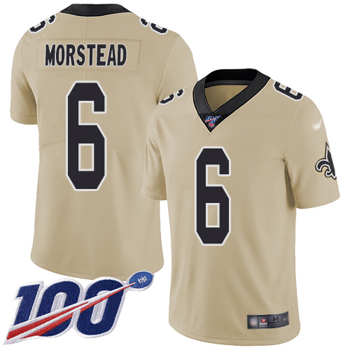 Men New Orleans Saints Limited Gold Thomas Morstead Jersey NFL Football 6 100th Season Inverted Legend Jersey